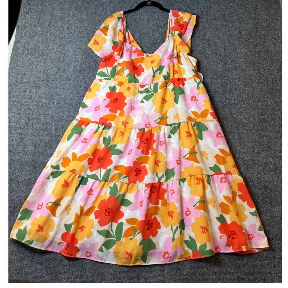 Tullabee Floral Tiered Dress Sleeveless Casual Summer Dress Sundress A-line-L‎